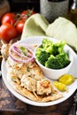 Grilled chicken kebabs on a pita Royalty Free Stock Photo