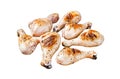 Grilled Chicken leg drumstick with herbs, poultry meat. Isolated on white background, top view. Royalty Free Stock Photo