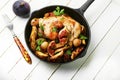 Chicken baked with potatoes and figs Royalty Free Stock Photo
