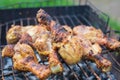 Grilled chicken legs, drumstick. charcoal meat closeupnn Royalty Free Stock Photo