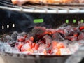 Grilled chicken legs on the flaming barbeque grill Royalty Free Stock Photo