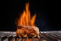 Grilled chicken legs on the flaming grill Royalty Free Stock Photo