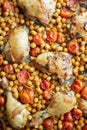 Grilled chicken legs with turkish peas