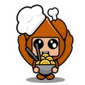 Grilled chicken mascot costume holding noodles Royalty Free Stock Photo