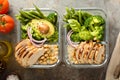 Grilled chicken meal prep containers Royalty Free Stock Photo