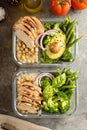 Grilled chicken meal prep containers Royalty Free Stock Photo