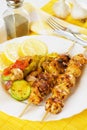 Grilled chicken meat on skewer Royalty Free Stock Photo