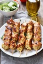 Grilled chicken meat on skewers Royalty Free Stock Photo