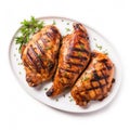 Grilled Chicken on plain white background - product photography