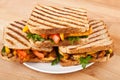 Grilled chicken sandwiches on a plate Royalty Free Stock Photo