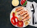 Grilled chicken sausages close up Royalty Free Stock Photo