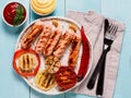 Grilled chicken sausages close up Royalty Free Stock Photo