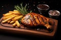 Grilled Chicken Served With Fries, Mouthwatering Culinary Delight