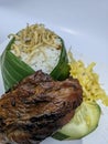 grilled chicken side dishes with liwet rice a combination of anchovies