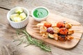 Grilled chicken skewers with zucchini and cherry tomatoes Royalty Free Stock Photo
