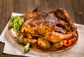 Grilled chicken on table