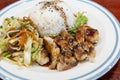 Grilled Chicken teriyaki rice. Rice topped with teriyaki chicken Royalty Free Stock Photo