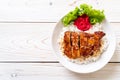 grilled chicken with teriyaki sauce on topped rice Royalty Free Stock Photo