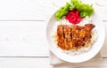 grilled chicken with teriyaki sauce on topped rice Royalty Free Stock Photo