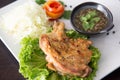 Grilled chicken with Thai style dipping spicy sauce for roasted or grilled food. Royalty Free Stock Photo