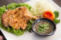 Grilled chicken with Thai style dipping spicy sauce for roasted or grilled food fish sauce and chilli Royalty Free Stock Photo