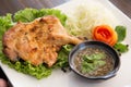 Grilled chicken with Thai style dipping spicy sauce for roasted or grilled food fish sauce and chilli Royalty Free Stock Photo