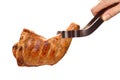 Grilled chicken thigh on white background Royalty Free Stock Photo