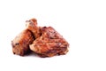 Grilled chicken thighs and drumsticks on a white background,isolated