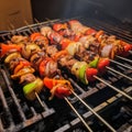 Grilled Chicken and Vegetable Kabobs Royalty Free Stock Photo