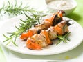 Grilled chicken and vegetable kebab Royalty Free Stock Photo