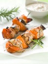 Grilled chicken and vegetable kebab Royalty Free Stock Photo