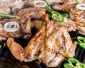 Grilled chicken with vegetables on barbacue Royalty Free Stock Photo