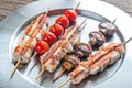 Grilled chicken and vegetables skewers Royalty Free Stock Photo