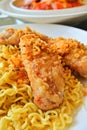 Grilled deep fried chicken wing Noodle Royalty Free Stock Photo