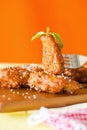 Grilled Chicken Wings with Red Spicy Sauce Royalty Free Stock Photo