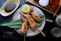 Grilled chicken wings with teriyaki sauce. Royalty Free Stock Photo