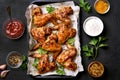 Grilled chicken wings, top view Royalty Free Stock Photo