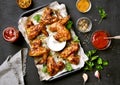 Grilled chicken wings, top view Royalty Free Stock Photo
