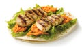 Grilled chicken wrap with lettuce and carrot puree Royalty Free Stock Photo