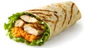 Grilled chicken wrap with lettuce and carrot puree Royalty Free Stock Photo