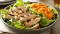 Grilled chicken wrap with lettuce and carrot puree Royalty Free Stock Photo