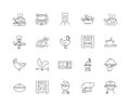 Grilled chiken line icons, signs, vector set, outline illustration concept