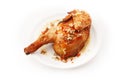 Grilled chiken on white background