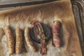 Grilled Chipolata Sausages, Black Pudding and Bacon