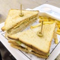 Grilled Club Chicken Olives Sandwich with French Fries