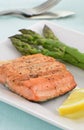 Grilled Coho Salmon filet with asparagus Royalty Free Stock Photo