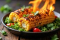 Grilled Corn and BBQ Salad Royalty Free Stock Photo
