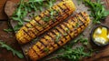 Grilled Corn on the Cob With Butter and Herbs Royalty Free Stock Photo