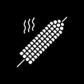 Grilled corn on cob dark mode glyph icon