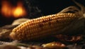 Grilled corn on the cob, flame, autumn, freshness, healthy eating generated by AI
